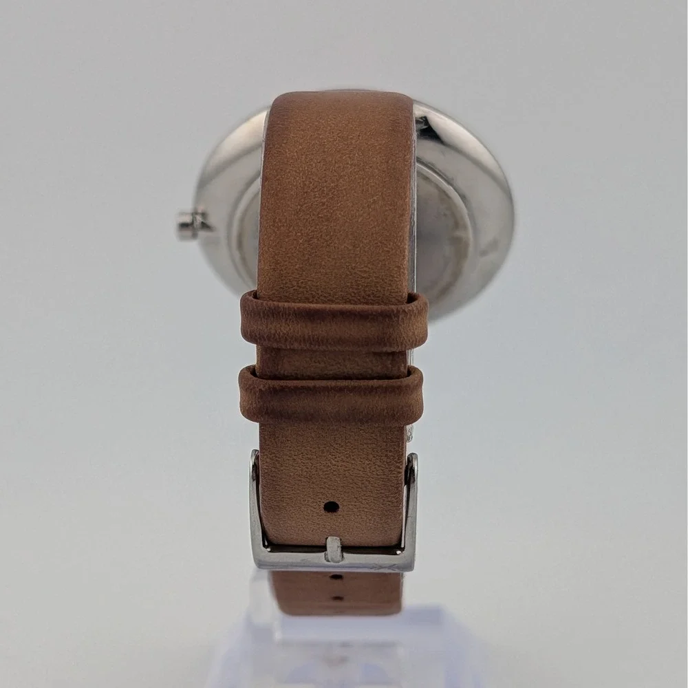 Skagen Gitte SKW2326 Women's Minimalist Silver Dial Brown Leather Watch 38mm